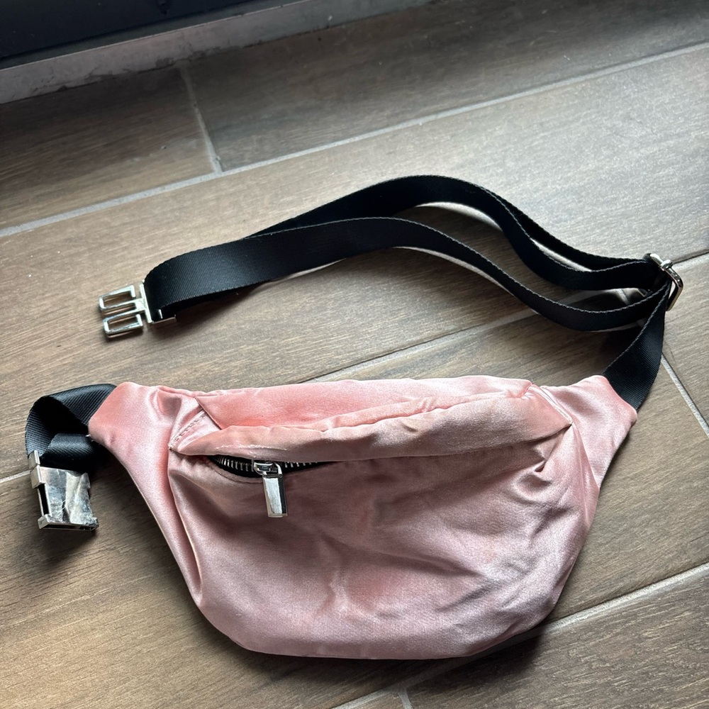 Pink Satin Fanny Pack with Adjustable Strap